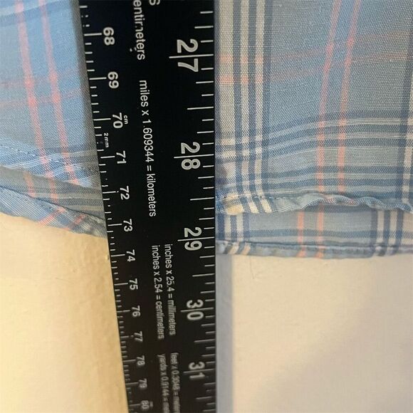 Vineyard Vines Men's Linen Blend Classic Fit Murray Plaid Shirt Blue/Pink Size S - Picture 7 of 7